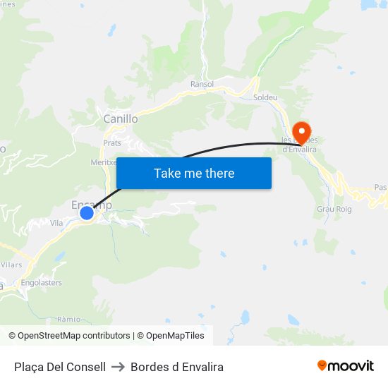 Plaça Del Consell to Bordes d Envalira map