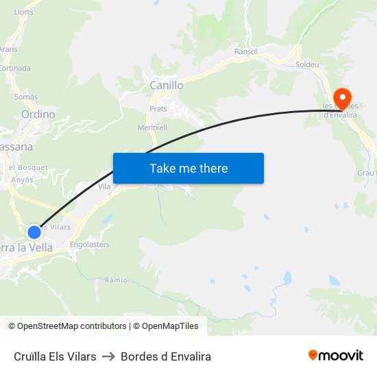 Cruïlla Els Vilars to Bordes d Envalira map