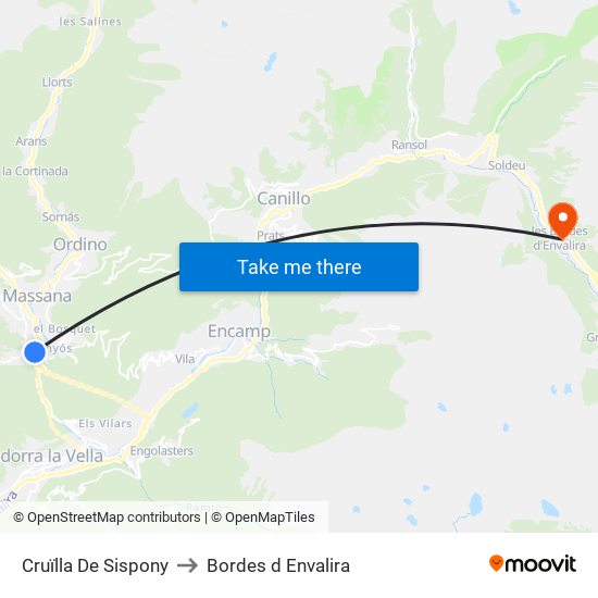 Cruïlla De Sispony to Bordes d Envalira map