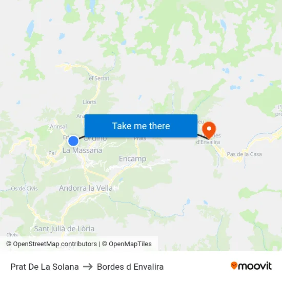Prat De La Solana to Bordes d Envalira map