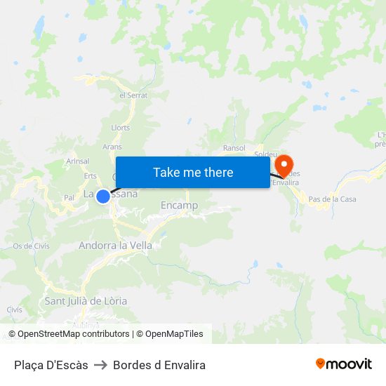 Plaça D'Escàs to Bordes d Envalira map