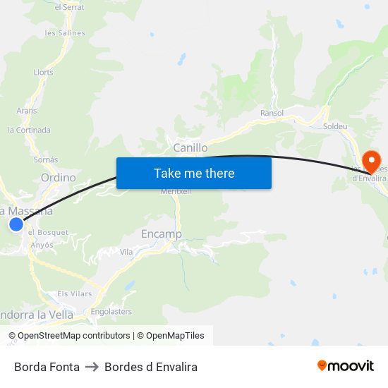 Borda Fonta to Bordes d Envalira map