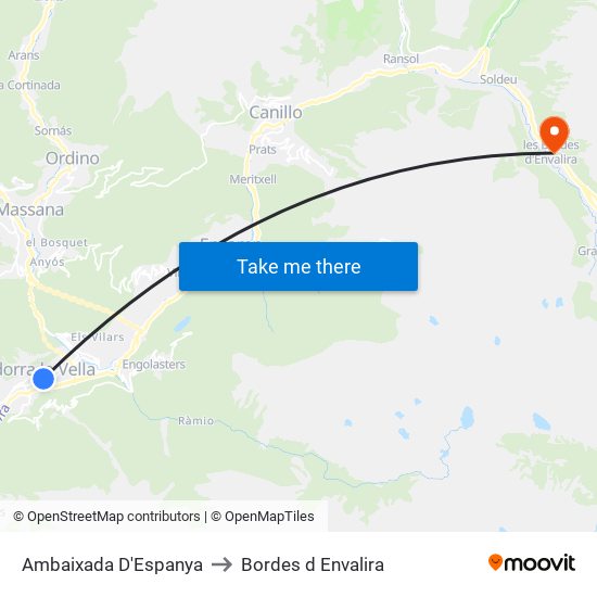 Ambaixada D'Espanya to Bordes d Envalira map