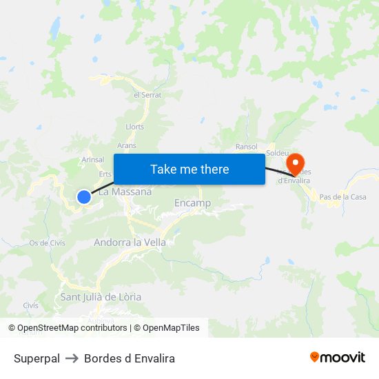 Superpal to Bordes d Envalira map