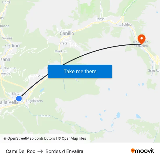 Camí Del Roc to Bordes d Envalira map