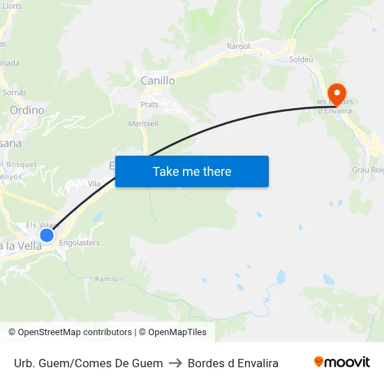 Urb. Guem/Comes De Guem to Bordes d Envalira map