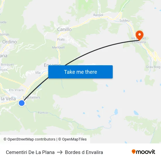 Cementiri De La Plana to Bordes d Envalira map