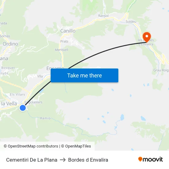 Cementiri De La Plana to Bordes d Envalira map