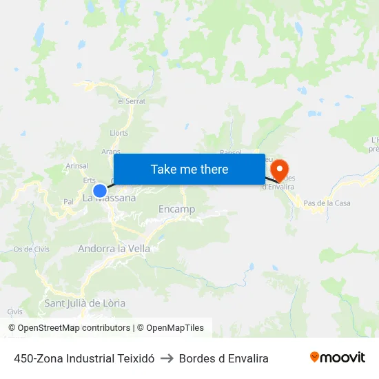 450-Zona Industrial Teixidó to Bordes d Envalira map