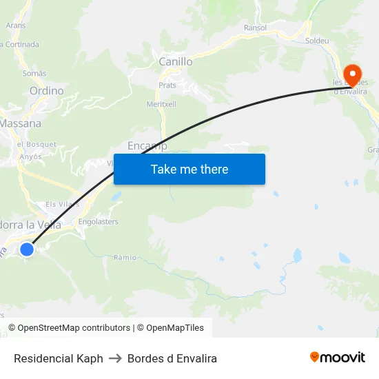 Residencial Kaph to Bordes d Envalira map
