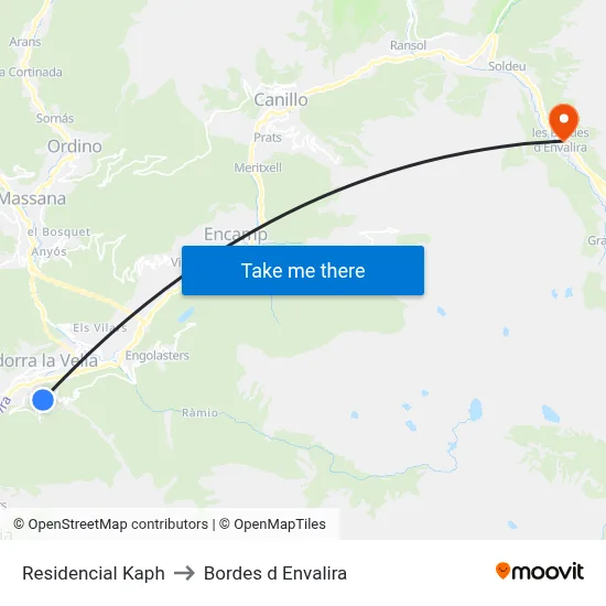 Residencial Kaph to Bordes d Envalira map