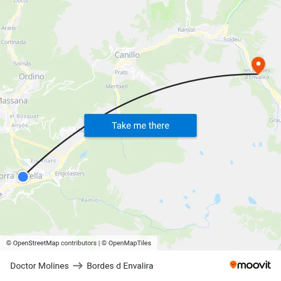 Doctor Molines to Bordes d Envalira map