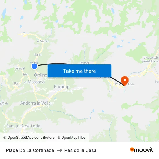 Plaça De La Cortinada to Pas de la Casa map