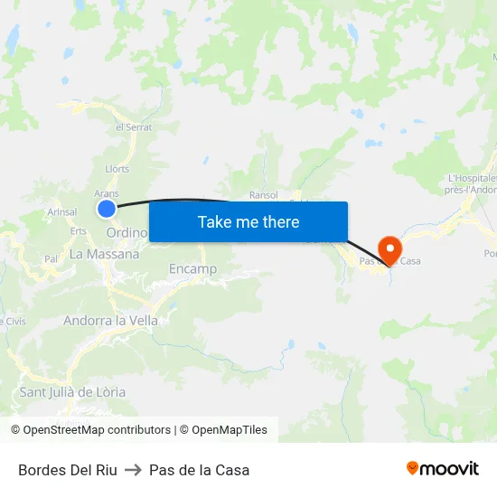 Bordes Del Riu to Pas de la Casa map