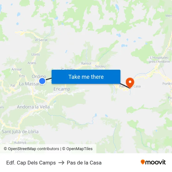 Edf. Cap Dels Camps to Pas de la Casa map