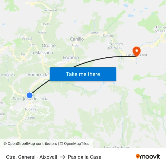Ctra. General - Aixovall to Pas de la Casa map