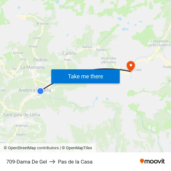 709-Dama De Gel to Pas de la Casa map