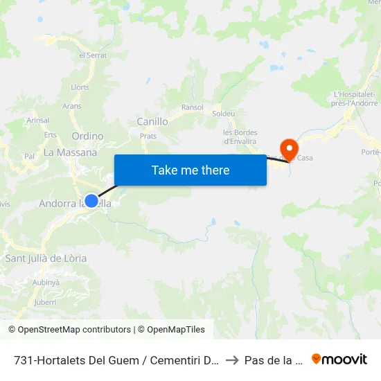 731-Hortalets Del Guem / Cementiri Del Pessebre to Pas de la Casa map