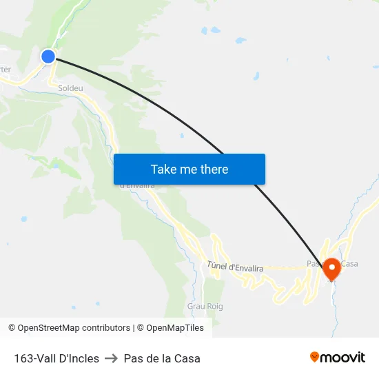 163-Vall D'Incles to Pas de la Casa map