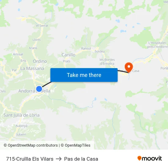 715-Cruïlla Els Vilars to Pas de la Casa map