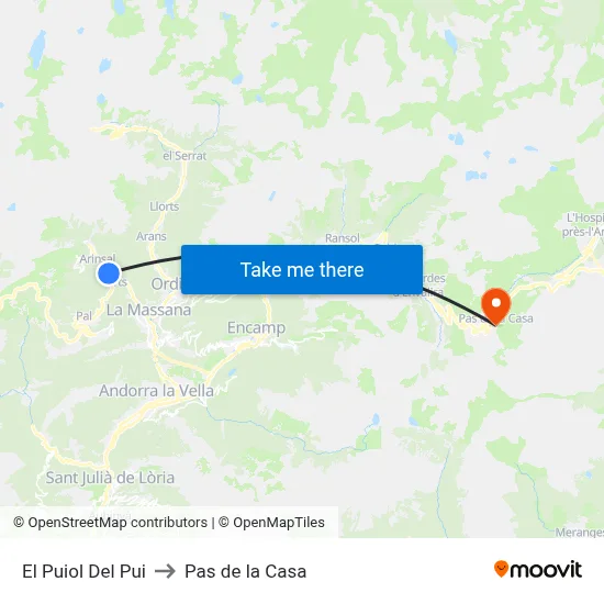 El Puiol Del Pui to Pas de la Casa map