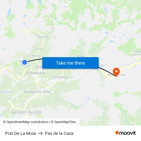 Prat De La Mola to Pas de la Casa map