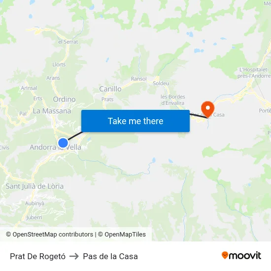 Prat De Rogetó to Pas de la Casa map