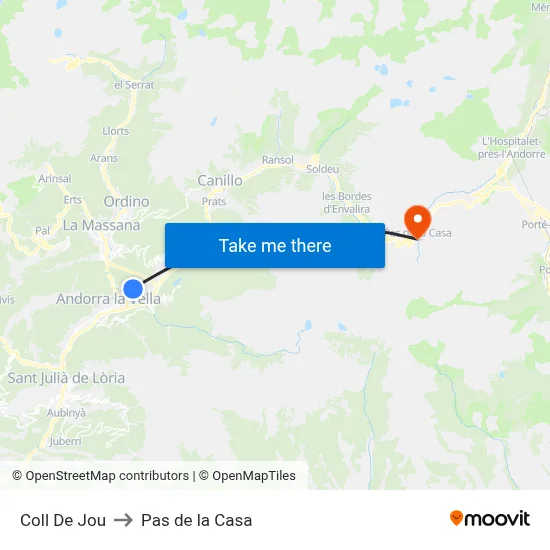 Coll De Jou to Pas de la Casa map