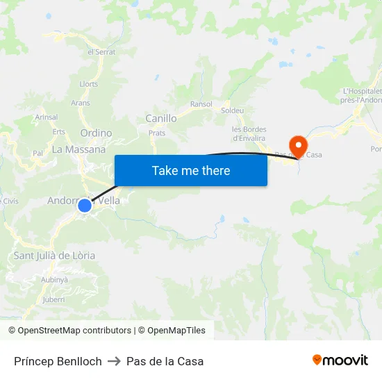 Príncep Benlloch to Pas de la Casa map