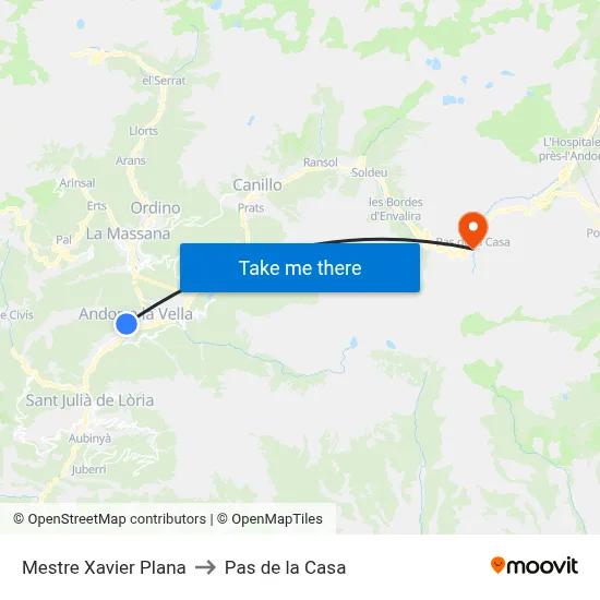Mestre Xavier Plana to Pas de la Casa map