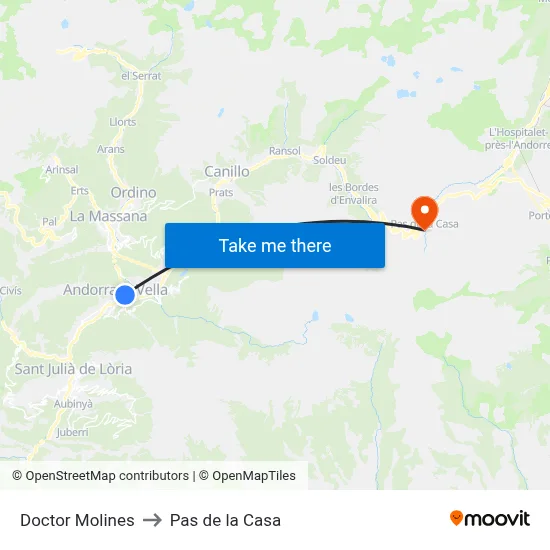 Doctor Molines to Pas de la Casa map