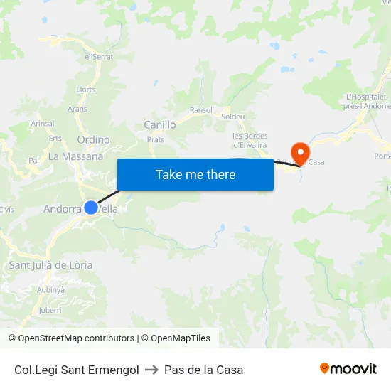 Col.Legi Sant Ermengol to Pas de la Casa map