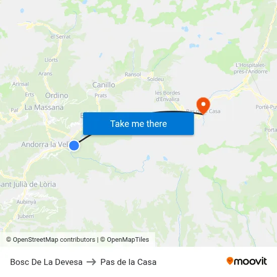 Bosc De La Devesa to Pas de la Casa map