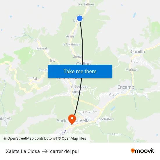 Xalets La Closa to carrer del pui map