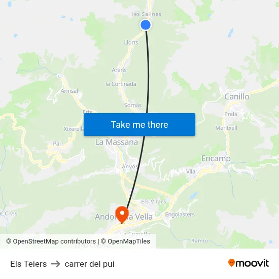 Els Teiers to carrer del pui map