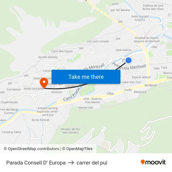 Parada Consell D’ Europa to carrer del pui map