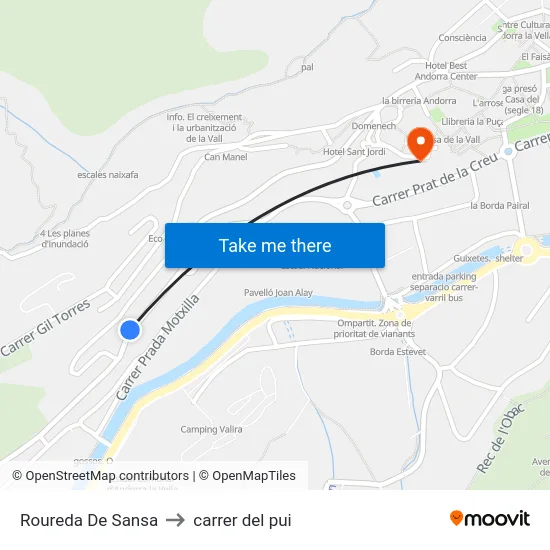 Roureda De Sansa to carrer del pui map