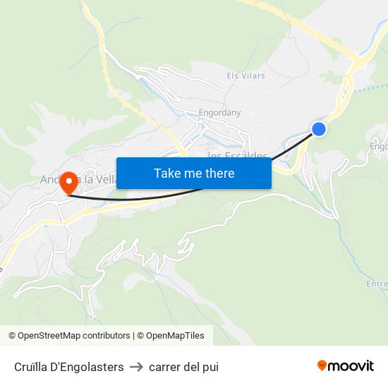 Cruïlla D'Engolasters to carrer del pui map