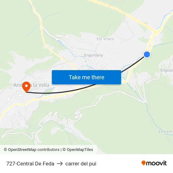 727-Central De Feda to carrer del pui map