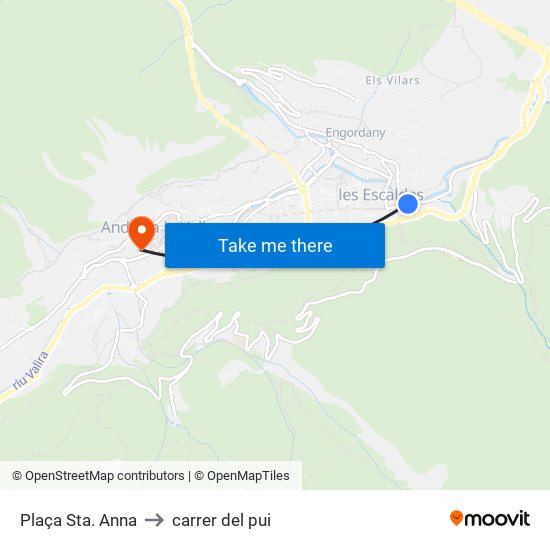 Plaça Sta. Anna to carrer del pui map