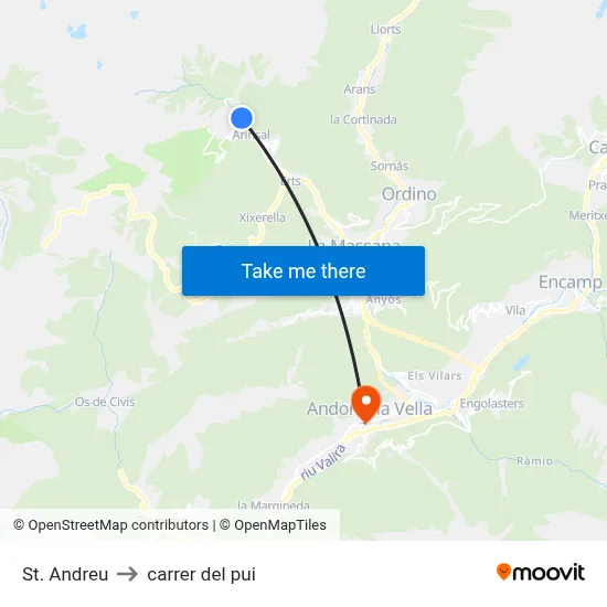 St. Andreu to carrer del pui map