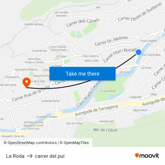 La Roda to carrer del pui map