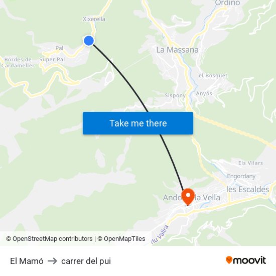 El Mamó to carrer del pui map