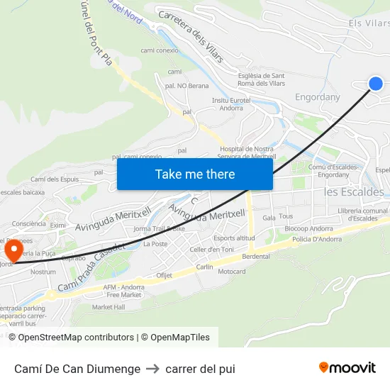 Camí De Can Diumenge to carrer del pui map