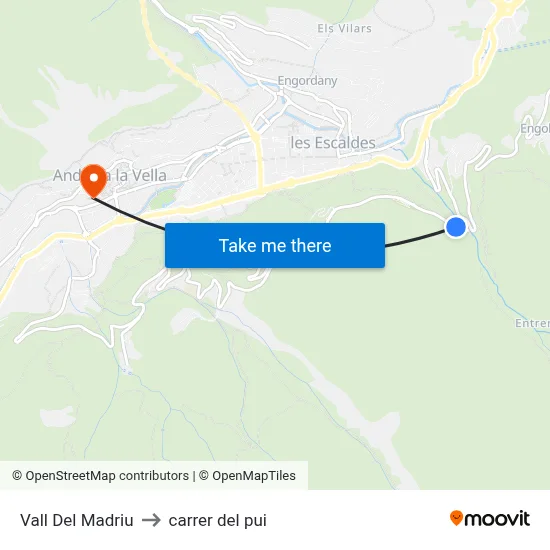 Vall Del Madriu to carrer del pui map
