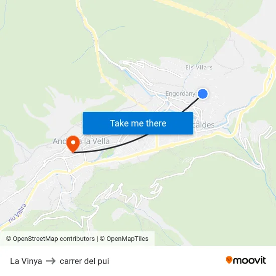 La Vinya to carrer del pui map