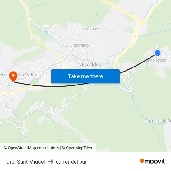 Urb. Sant Miquel to carrer del pui map
