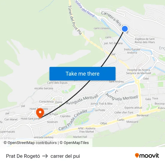 Prat De Rogetó to carrer del pui map