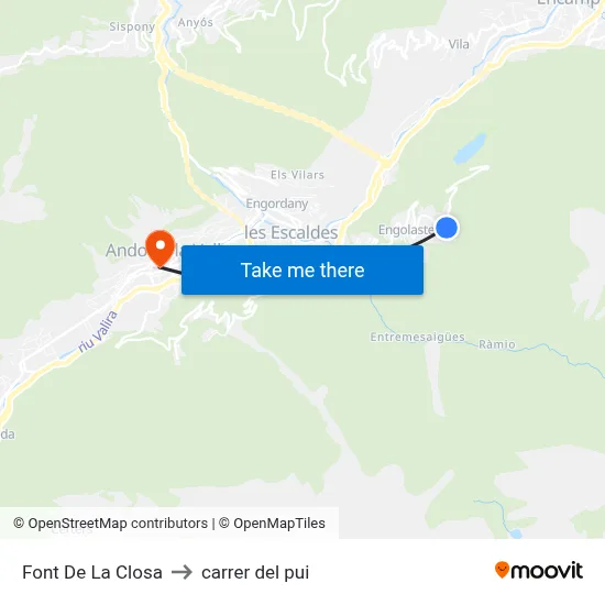 Font De La Closa to carrer del pui map