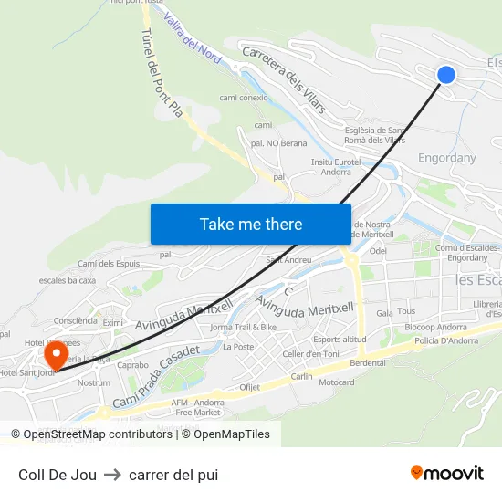Coll De Jou to carrer del pui map
